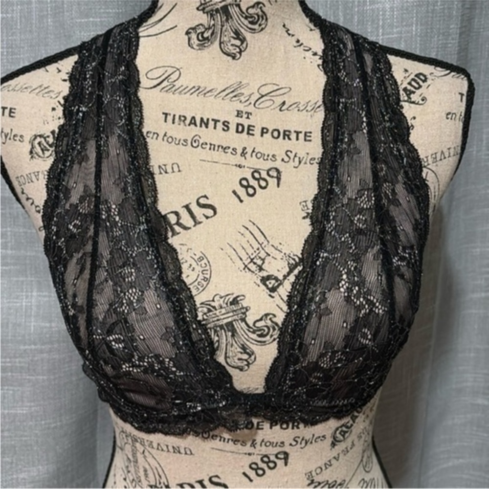 Urban Outfitters Black Lace Halter Bralette